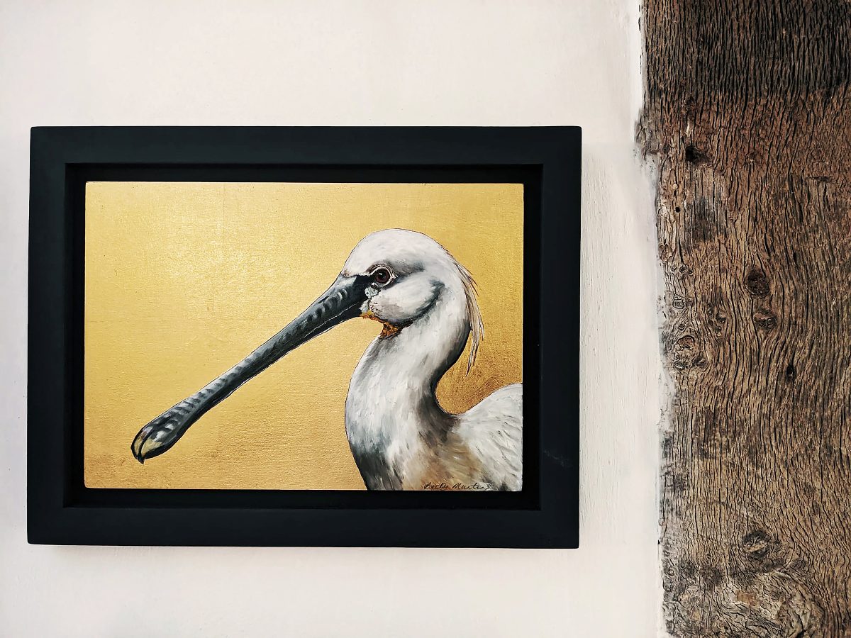 painting of a bird in gallery at walberswick in suffolk