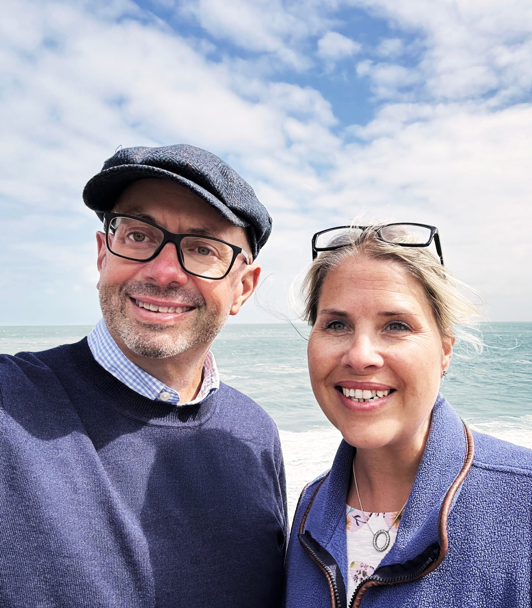a selfie with two people at the coast in suffolk