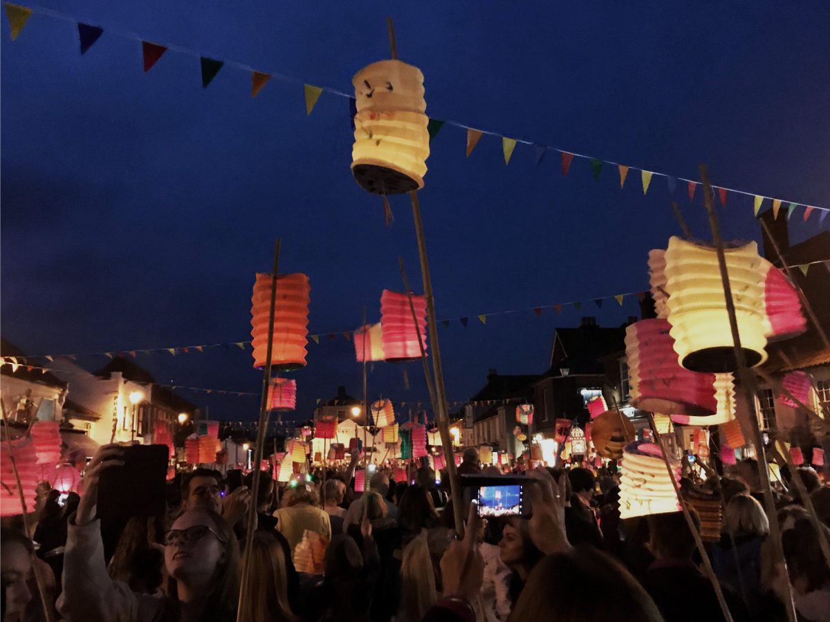 lanterns at aldeburgh carnival in suffolk
